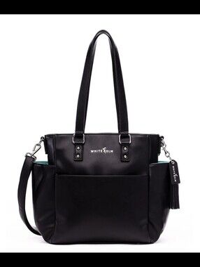 Carina Black Leather Tote Handbag with Detachable Strap.  (White Elm Company)